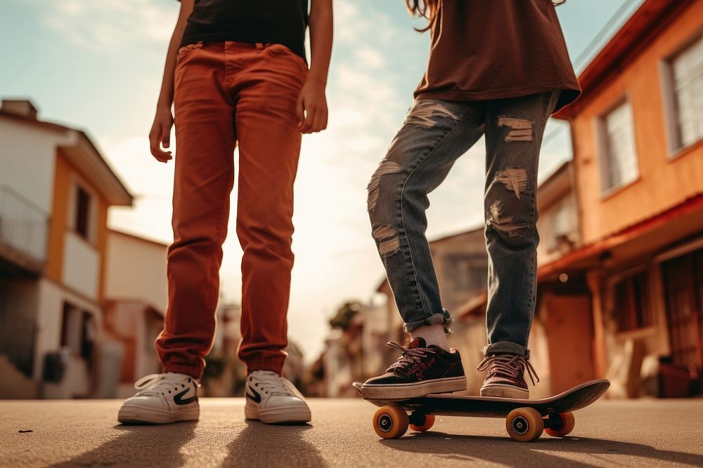Skateboard at the street footwear shoe skateboarding. AI generated Image by rawpixel.