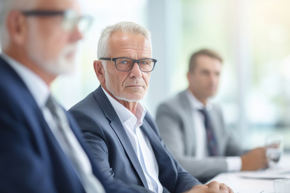 Three mature business people meeting serious adult. AI generated Image by rawpixel.
