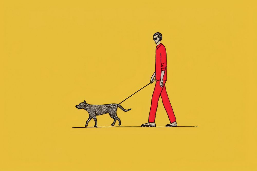 A man walking dog animal mammal adult. AI generated Image by rawpixel.