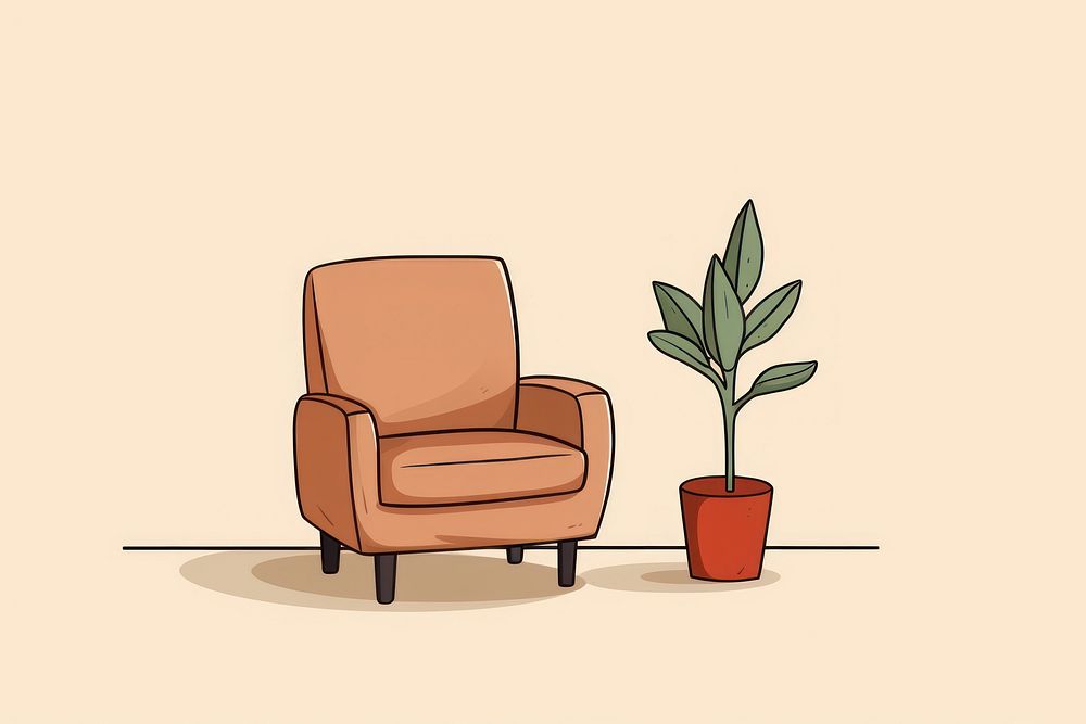 Armchair and plant furniture comfortable houseplant. AI generated Image by rawpixel.