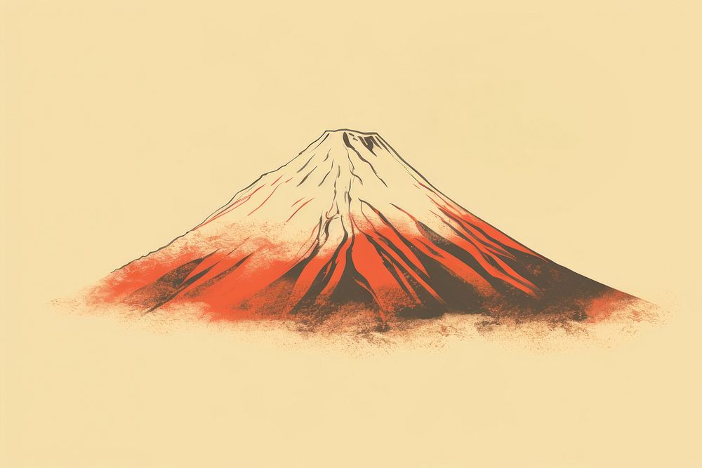 Fuji mountain volcano nature red. AI generated Image by rawpixel.