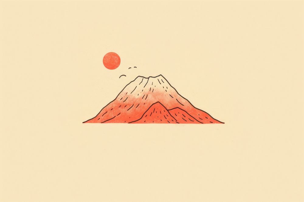 Fuji mountain volcano drawing nature. AI generated Image by rawpixel.