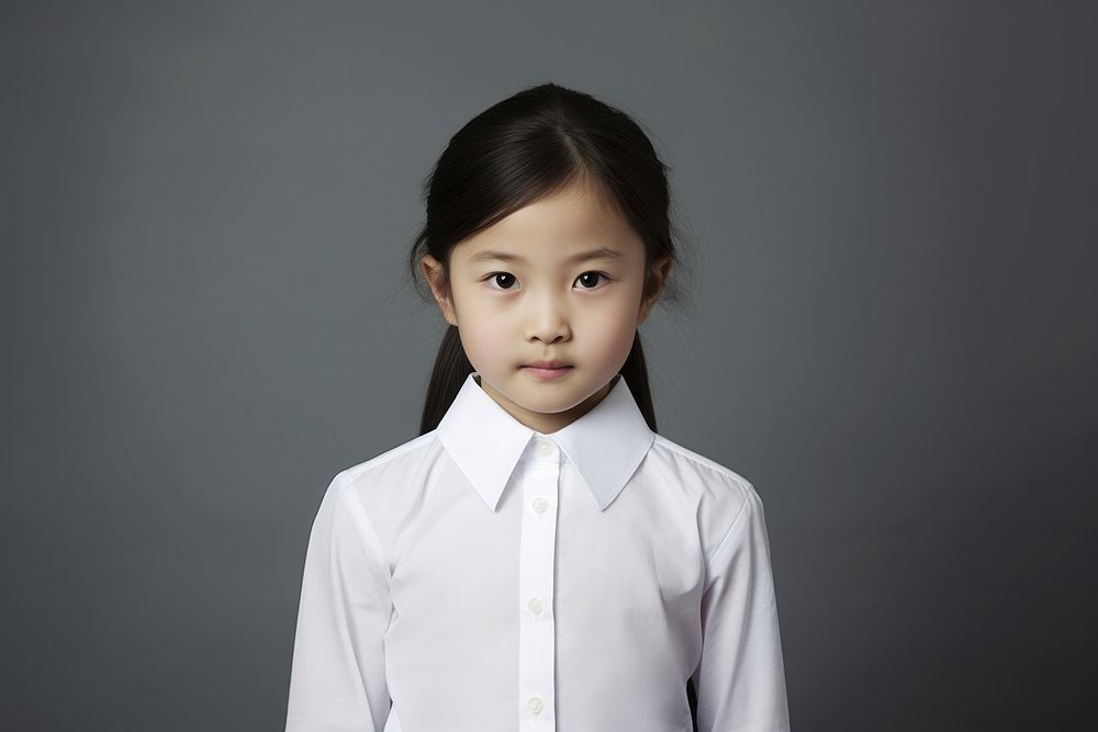 5 years old girl portrait white shirt. AI generated Image by rawpixel.