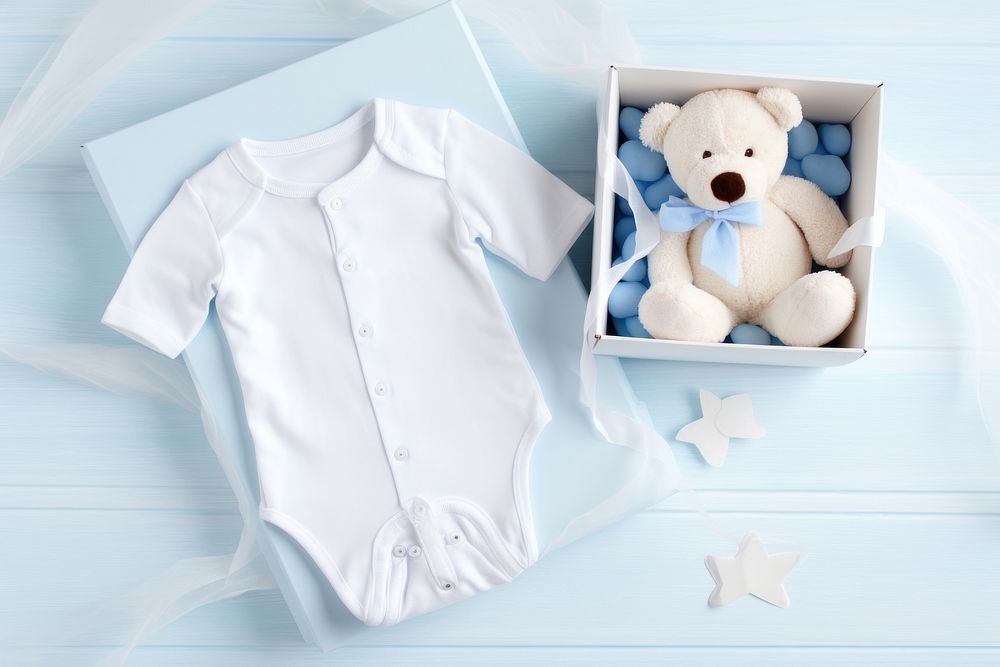 Babyshower white blue toy. AI generated Image by rawpixel.