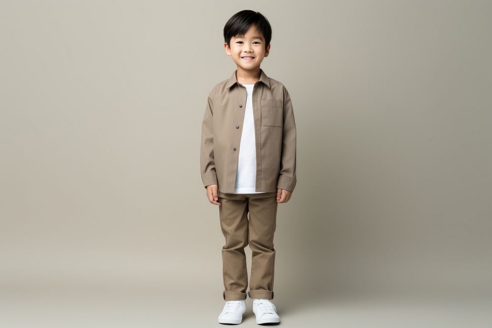 5 years old boy standing child khaki. AI generated Image by rawpixel.