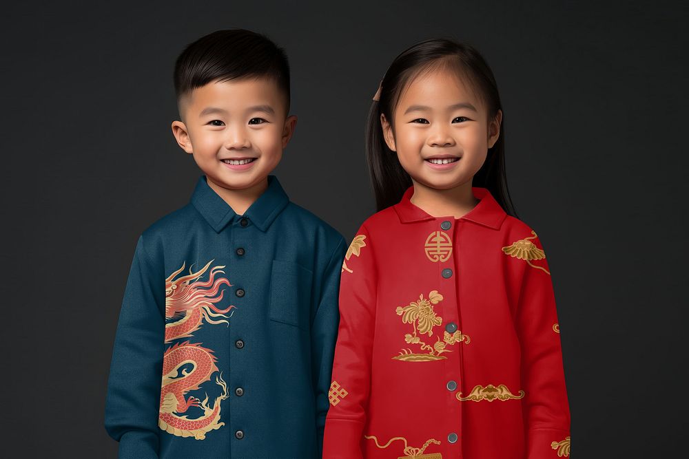 Kid's shirt mockup, Chinese clothes style psd
