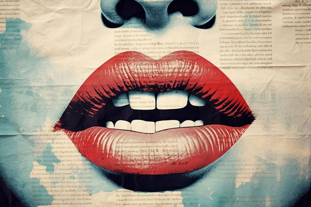 Lips lipstick moustache cosmetics. AI generated Image by rawpixel.
