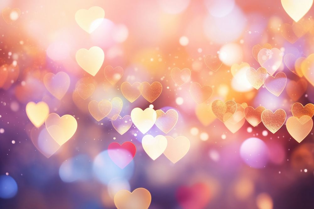 Heart pattern bokeh effect background backgrounds gold illuminated. AI generated Image by rawpixel.