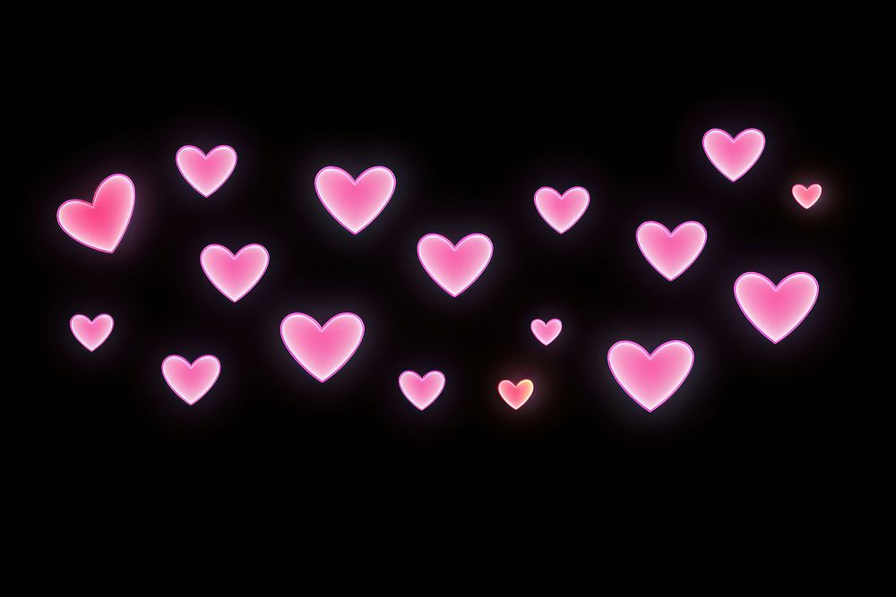 Hearts neon light effects backgrounds petal night. AI generated Image by rawpixel.