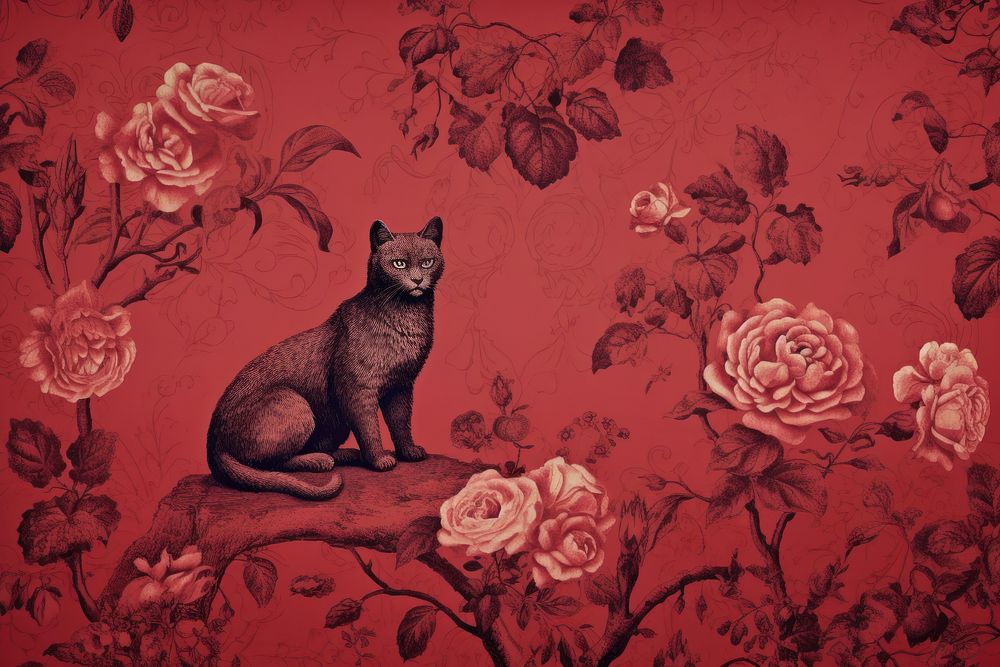 Red roses wallpaper pattern animal. 