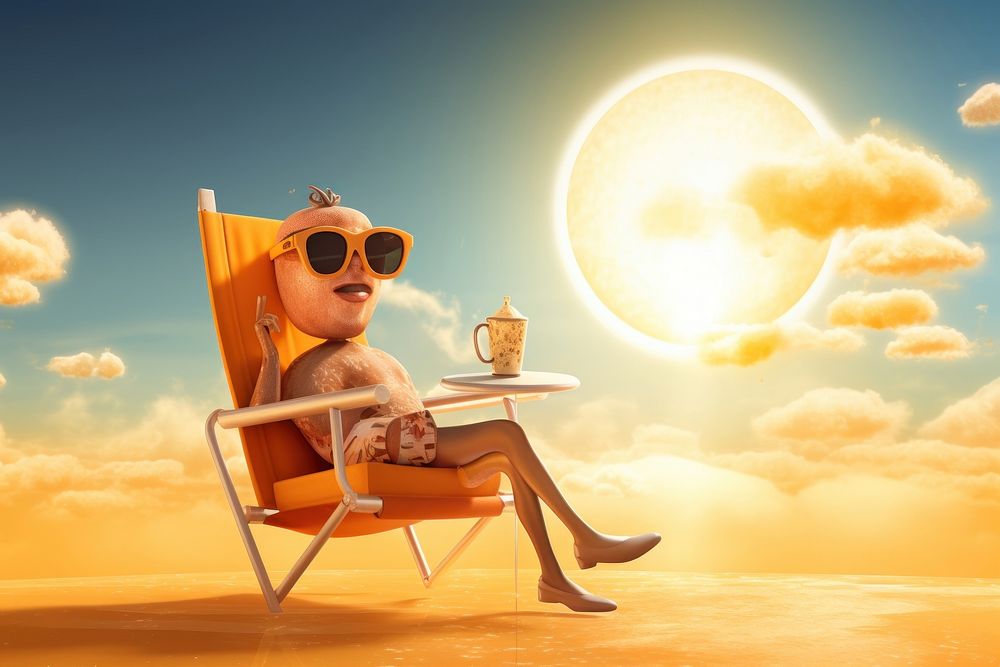 Hot sun chair sunglasses furniture. AI generated Image by rawpixel.