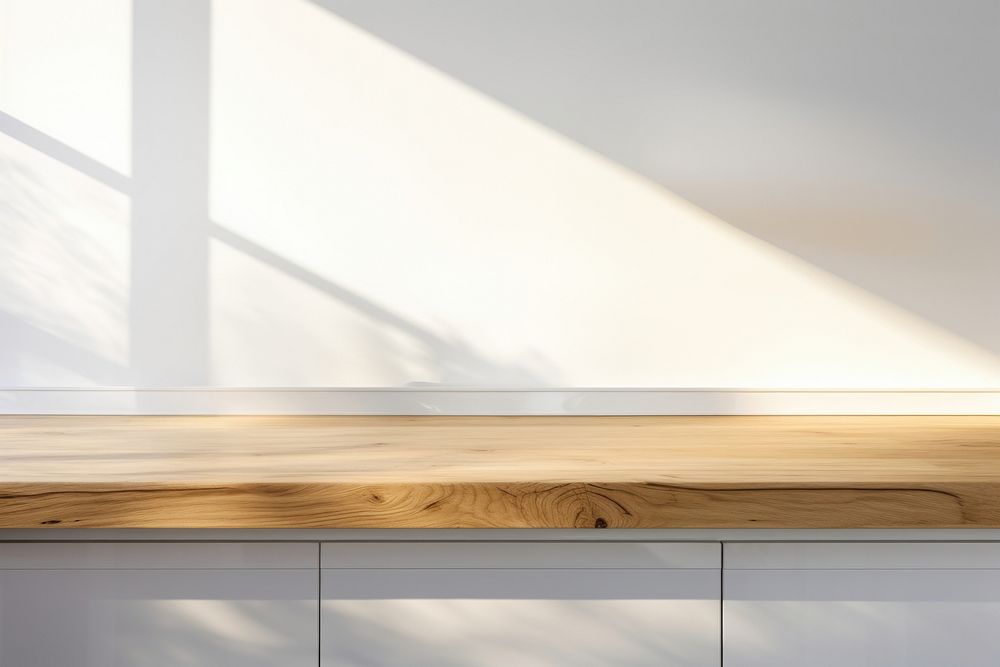 Kitchen counter oak wood wall architecture windowsill. 