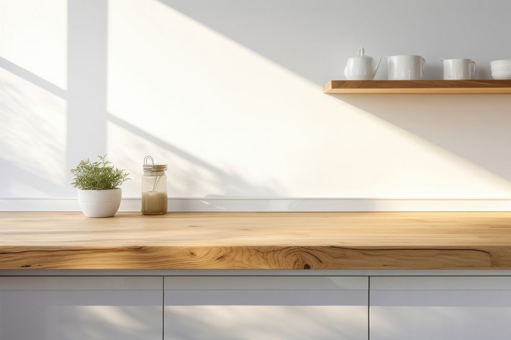 Counter top oak wood furniture hardwood kitchen. AI generated Image by rawpixel.