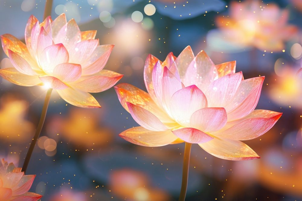Lotus pattern bokeh effect background outdoors blossom nature. AI generated Image by rawpixel.