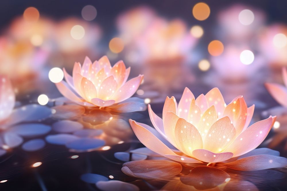 Lotus pattern bokeh effect background outdoors flower petal. AI generated Image by rawpixel.
