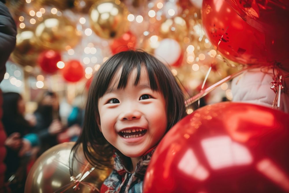 East asian kids celebration festival balloon. AI generated Image by rawpixel.