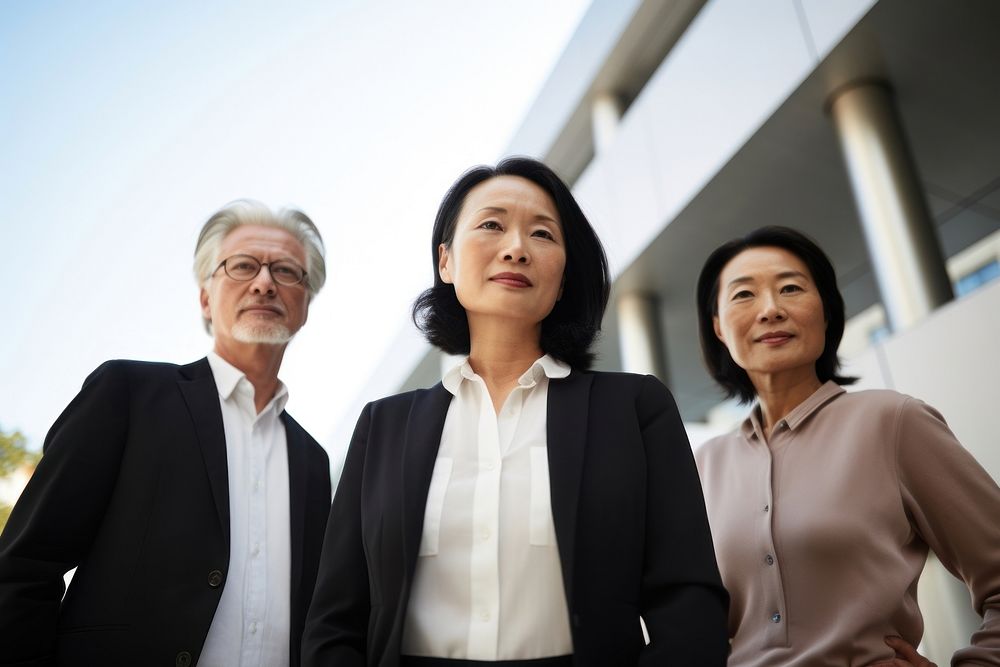 Three mature business people blazer adult togetherness. AI generated Image by rawpixel.