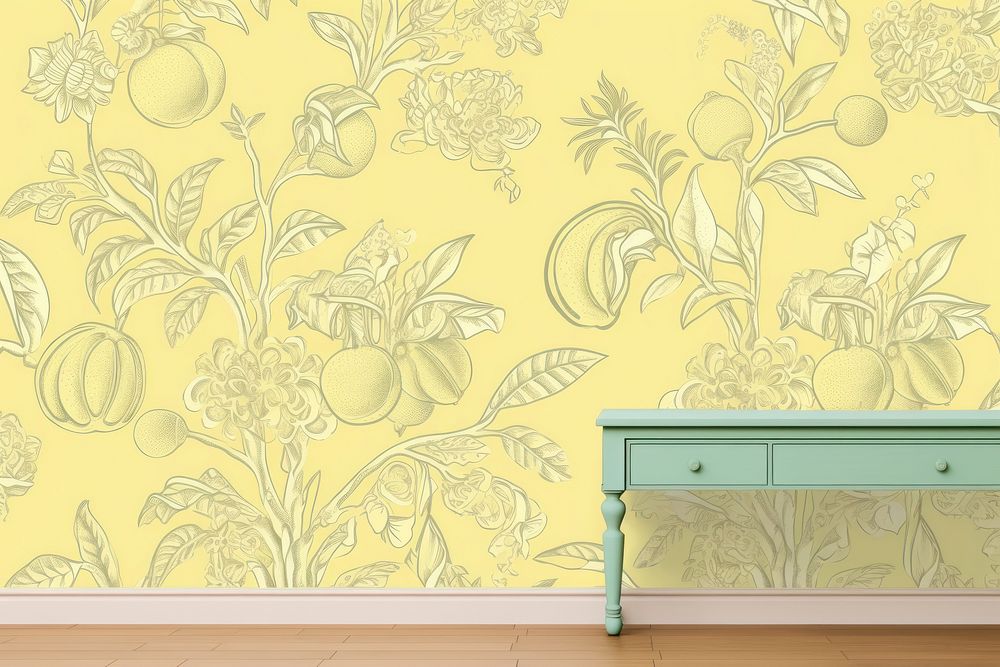 Lemon wall wallpaper furniture. AI generated Image by rawpixel.