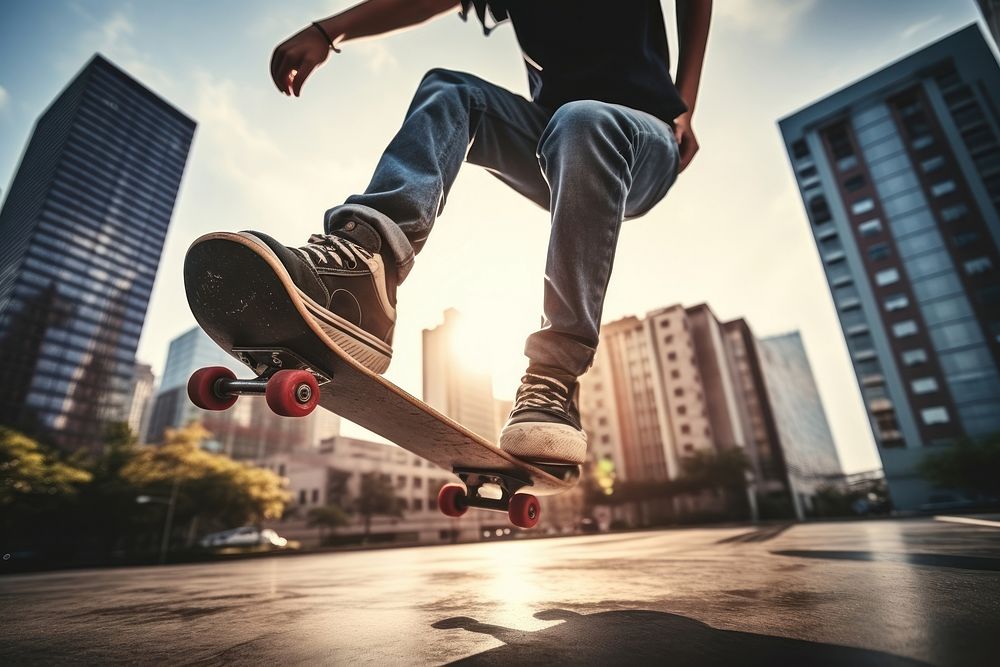 Skateboard at the street footwear jumping shoe. AI generated Image by rawpixel.