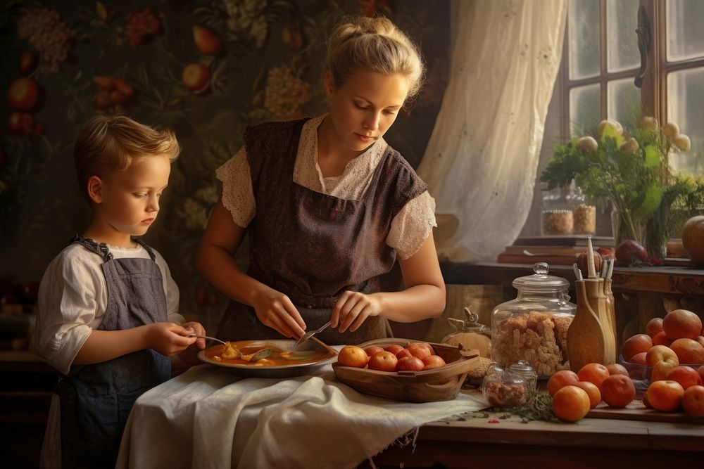 Mother making happy children breakfast just before school food togetherness freshness. AI generated Image by rawpixel.