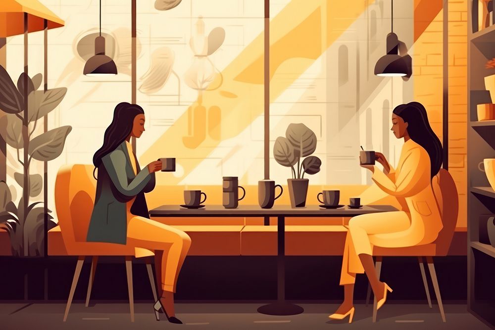 Office women furniture drinking coffee. AI generated Image by rawpixel.