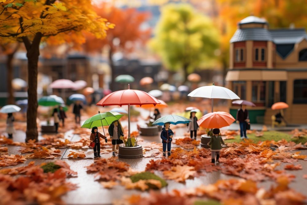 Autumn umbrellas plant leaf. AI generated Image by rawpixel.