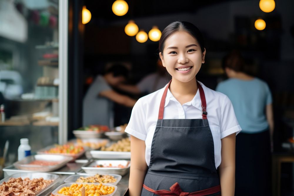 Thai female chef apron food entrepreneur. AI generated Image by rawpixel.
