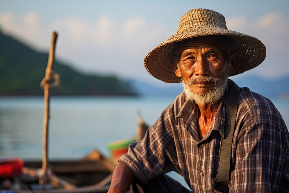 Thai Fisherman fisherman portrait adult. AI generated Image by rawpixel.