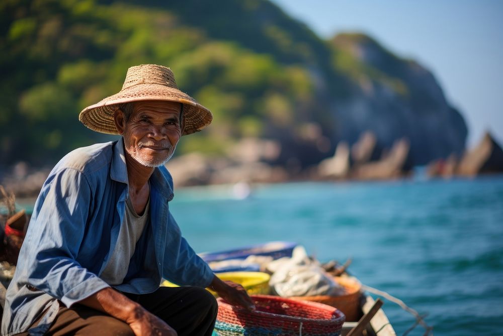 Thai Fisherman boat fisherman outdoors. AI generated Image by rawpixel.