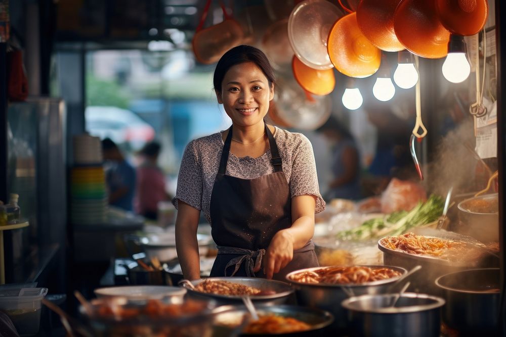 Thai woman chef food adult apron. AI generated Image by rawpixel.