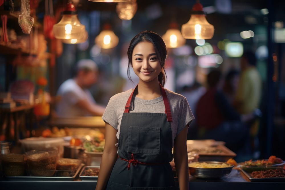 Thai woman chef adult apron food. AI generated Image by rawpixel.