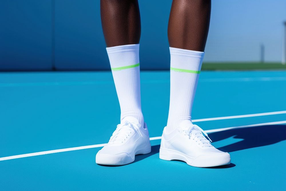White socks footwear tennis green. AI generated Image by rawpixel.