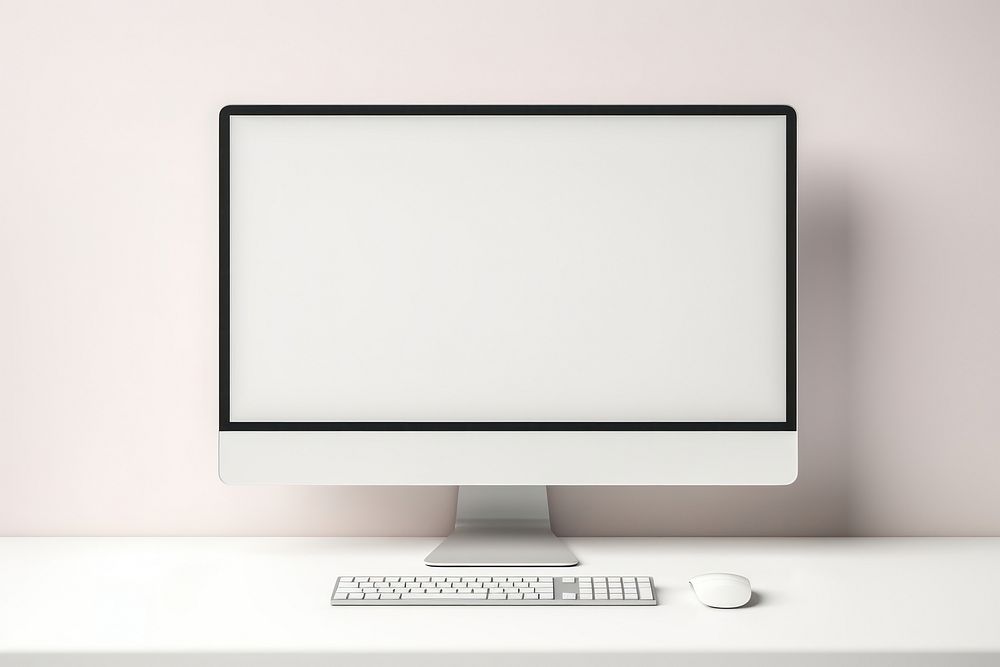 A desktop computer and a keyboard next to a monitor screen electronics television. AI generated Image by rawpixel.