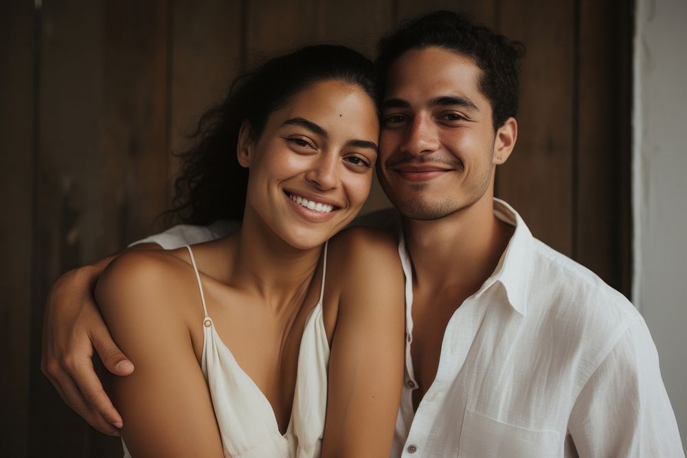 Latinx couple smile adult affectionate. AI generated Image by rawpixel.