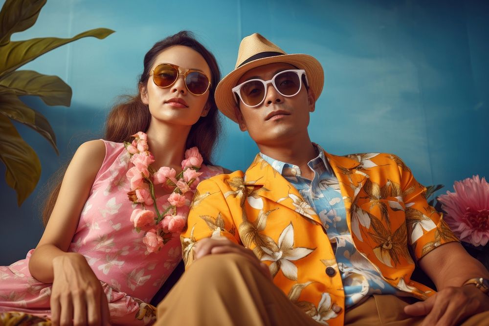 Thai couple sunglasses portrait clothing. AI generated Image by rawpixel.
