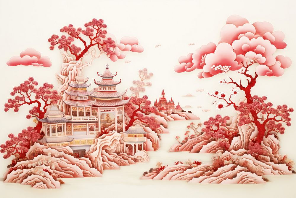 Chinese wallpaper plant art spirituality. AI generated Image by rawpixel.
