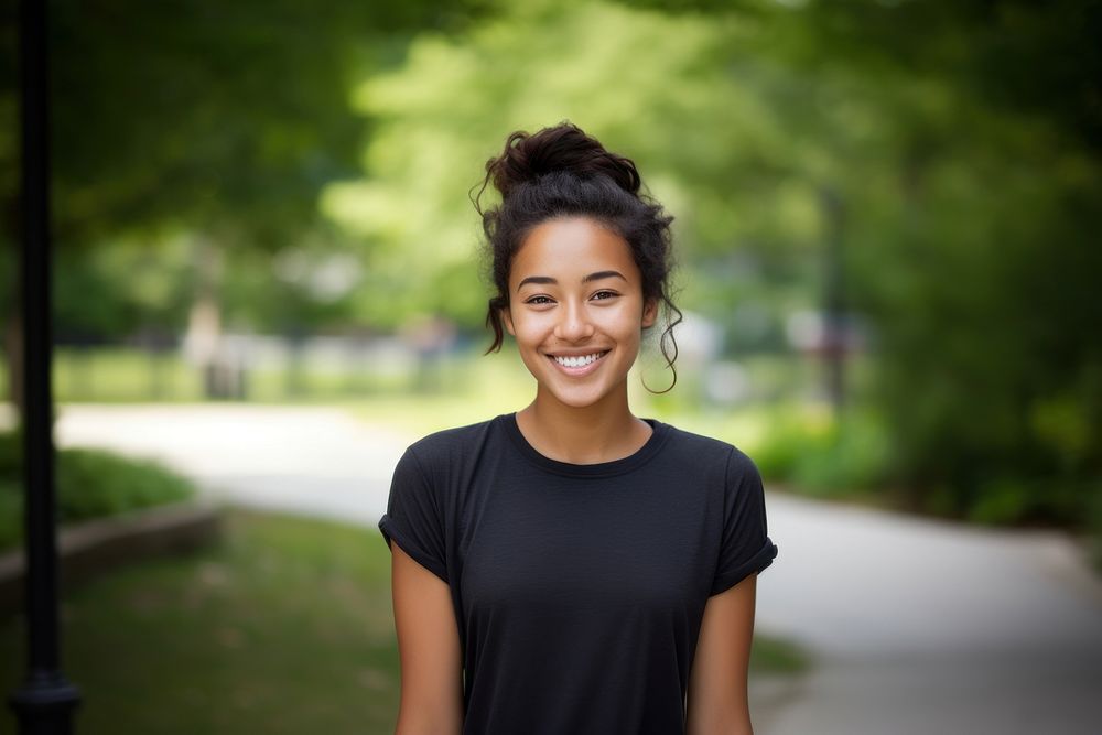 A girl with bun hair smile happy architecture. AI generated Image by rawpixel.