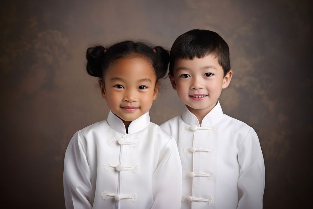 5 years old boy and girl tradition portrait child. AI generated Image by rawpixel.