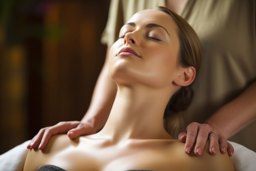 Neck massage therapy adult spa spirituality. AI generated Image by rawpixel.