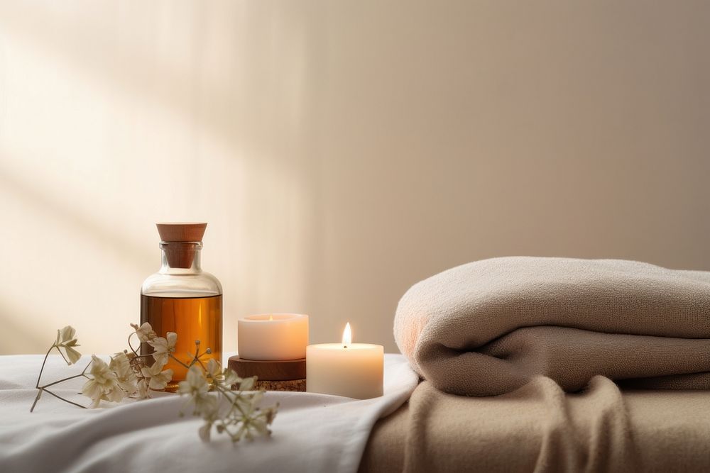 Spa bed candle spirituality comfortable. AI generated Image by rawpixel.
