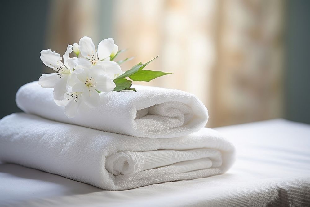 Spa bed towel freshness fragility. AI generated Image by rawpixel.