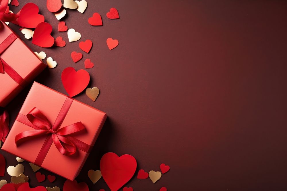 Red heart paper decoration backgrounds gift box. AI generated Image by rawpixel.
