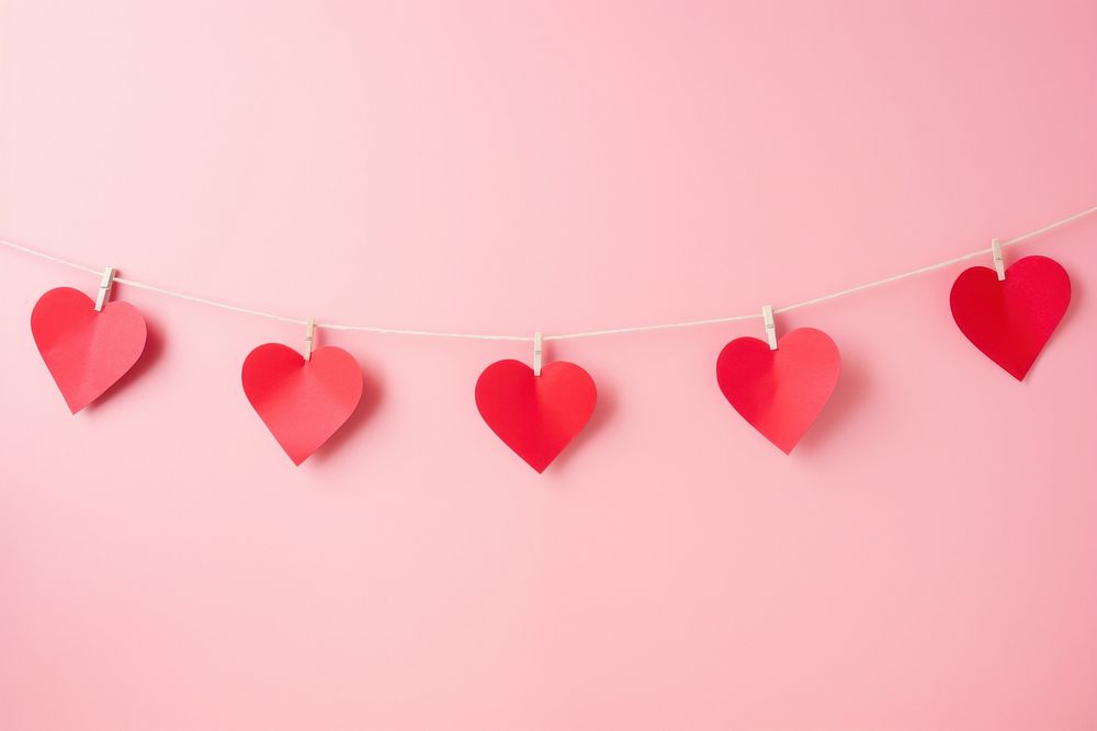 Red heart paper decoration pink pink background celebration. AI generated Image by rawpixel.
