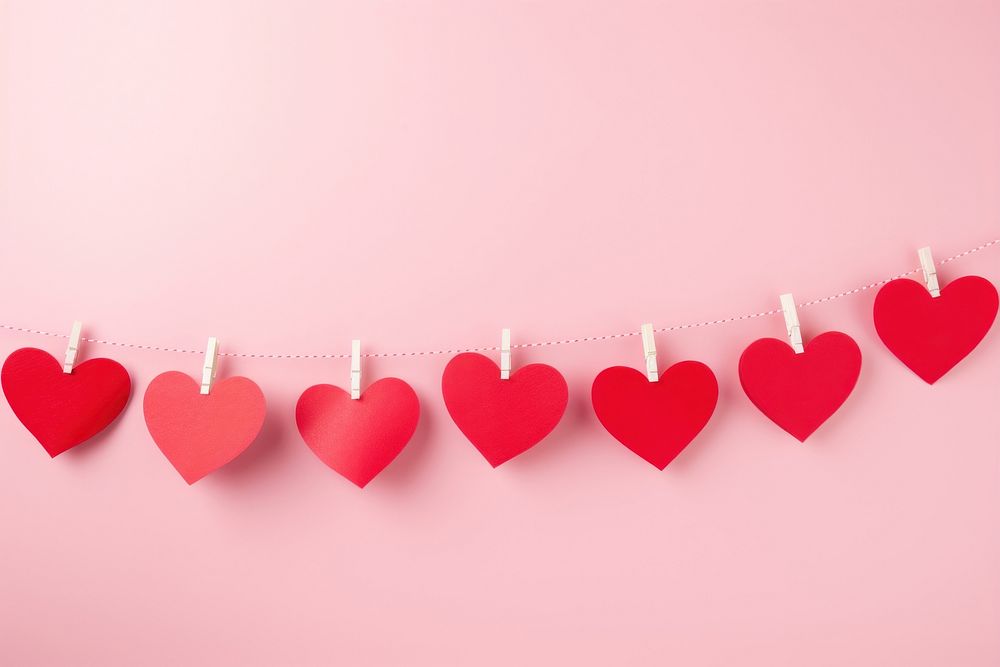 Red heart paper decoration pink pink background celebration. AI generated Image by rawpixel.
