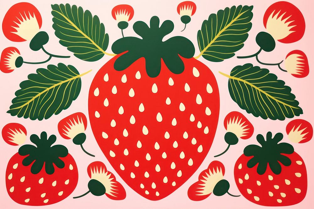 Strawberry pattern cartoon fruit. AI generated Image by rawpixel.
