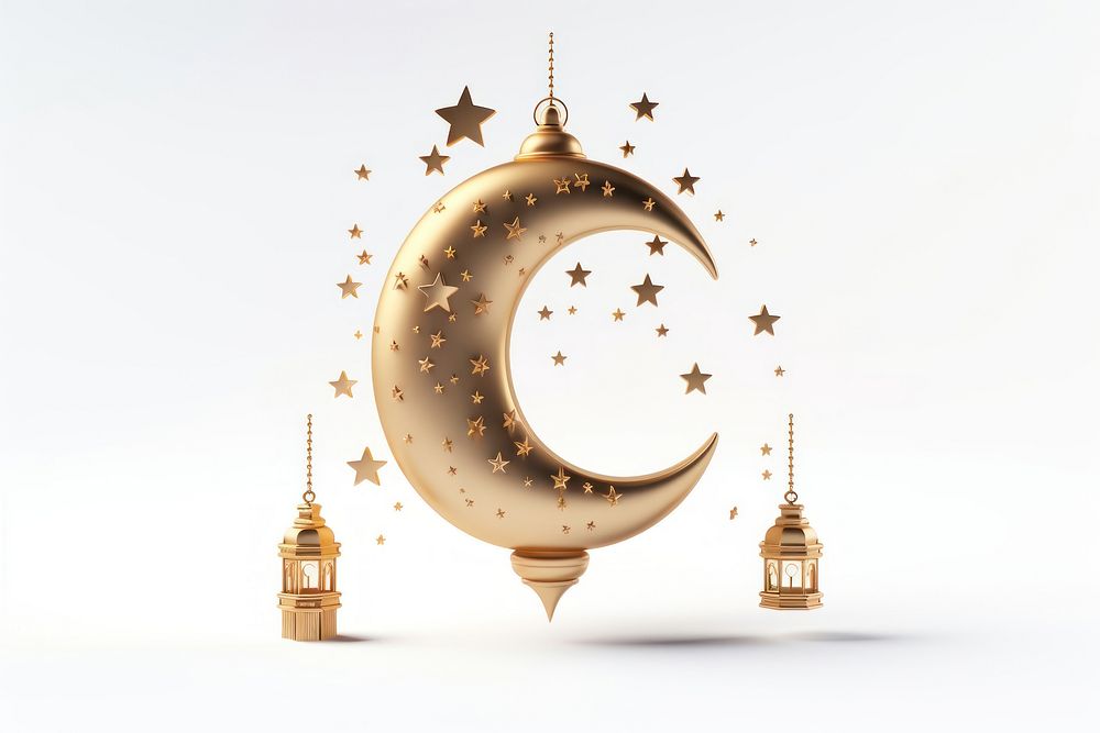 Ramadan decoration crescent night. AI generated Image by rawpixel.