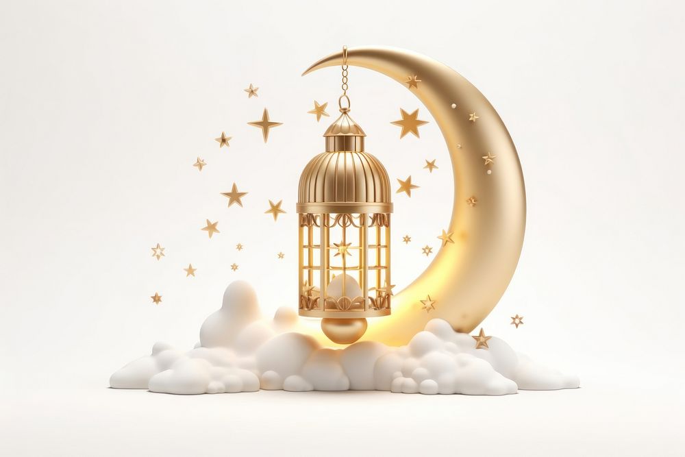 Ramadan lantern lamp gold. AI generated Image by rawpixel.