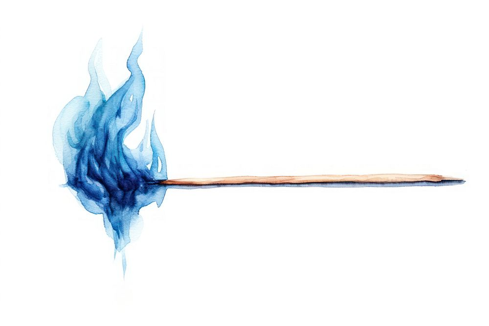 Fire match blue white background. 