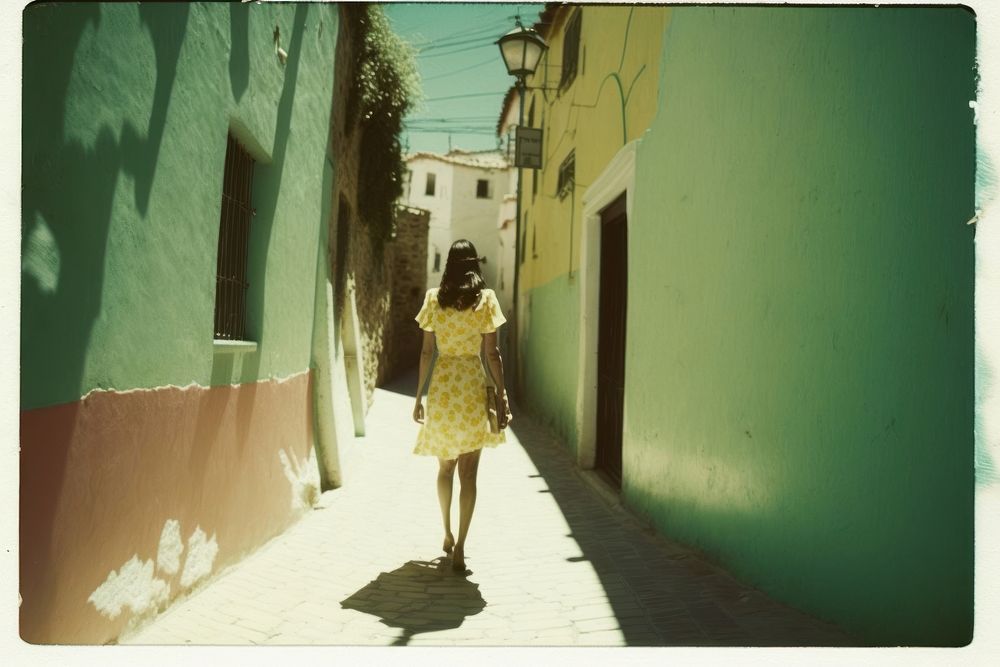 Woman walking alley photography. AI generated Image by rawpixel.