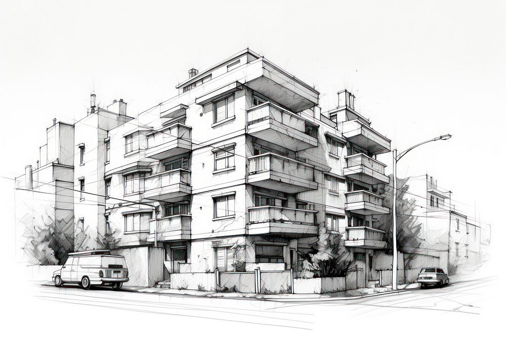 Apartment sketch vehicle drawing. AI generated Image by rawpixel.